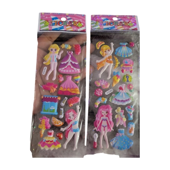 2 Packs 3D Cartoon Dress-Up Girl Puffy Stickers Adorable PVC Bubbles for Kids - Picture 14 of 15